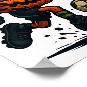 Halloween Scary Pumpkin Showing Soccer Skills Spoo Poster (Hoek)