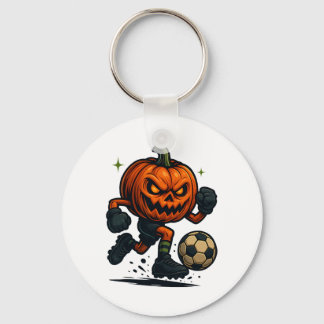 Halloween Scary Pumpkin Showing Soccer Skills Spoo Sleutelhanger
