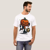 Halloween Scary Pumpkin Showing Soccer Skills Spoo T-shirt (Voorkant volledig)