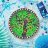 Halloween Scary Pumpkin Tree Papieren Bordje (Feest)