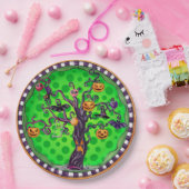 Halloween Scary Pumpkin Tree Papieren Bordje (Feest)