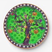 Halloween Scary Pumpkin Tree Papieren Bordje (Voorkant)