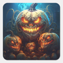 Halloween Scary Pumpkins 6 Vierkante Sticker