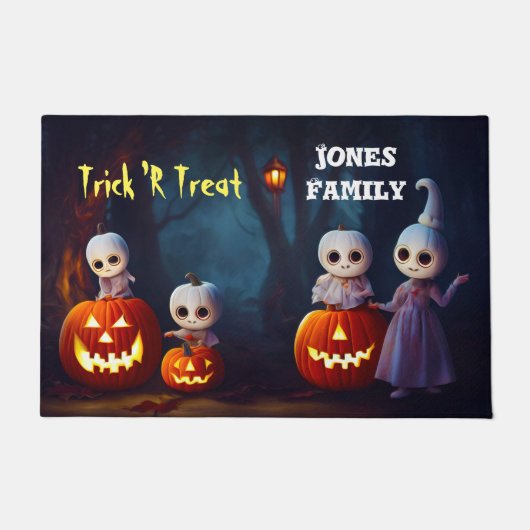 Halloween Scary Pumpkins in Dark Forest Doormat Deurmat (Voorkant)