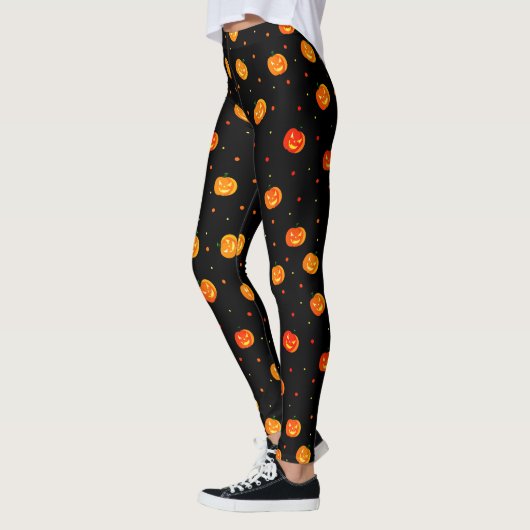 Halloween Scary Pumpkins Jack-o'-Lantern Patroon Leggings (Links)