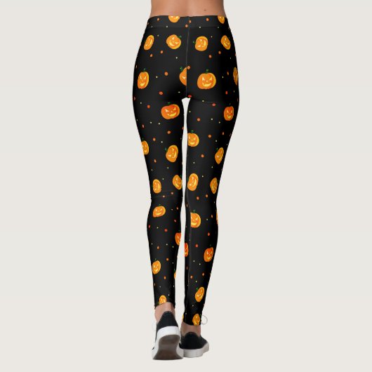 Halloween Scary Pumpkins Jack-o'-Lantern Patroon Leggings (Achterkant)