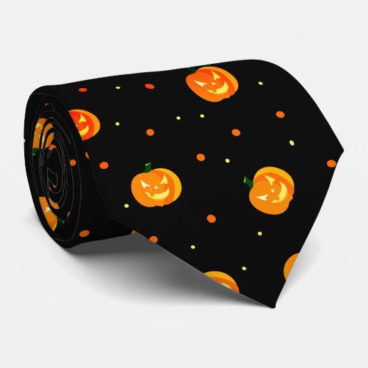 Halloween Scary Pumpkins Jack-o'-Lantern Patroon Stropdas (Opgerold)