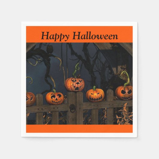 Halloween Scary Pumpkins Kinder Party Paper Napkin Servetten (Voorkant)