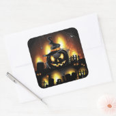 Halloween - Scary Pumpkins w/Pet Vierkante Sticker (Envelop)