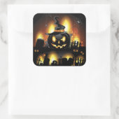 Halloween - Scary Pumpkins w/Pet Vierkante Sticker (Tas)