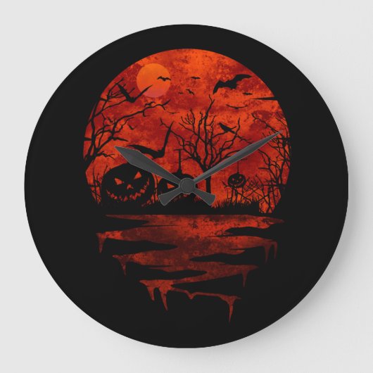 HALLOWEEN SCARY RED MOON GROTE KLOK (Voorkant)