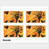 Halloween Scary Scene 10 Blk Cats Bats Ravens Rechthoekige Sticker (Vel)