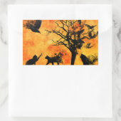 Halloween Scary Scene 10 Blk Cats Bats Ravens Rechthoekige Sticker (Tas)