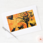 Halloween Scary Scene 10 Blk Cats Bats Ravens Rechthoekige Sticker (Envelop)