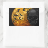 Halloween Scary Scene 12 BLK Skull & Bats Rechthoekige Sticker (Tas)