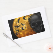 Halloween Scary Scene 12 BLK Skull & Bats Rechthoekige Sticker (Envelop)