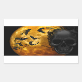 Halloween Scary Scene 12 BLK Skull & Bats Rechthoekige Sticker