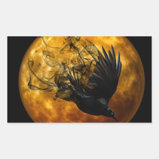 Halloween Scary Scene 13 Raven in vlucht Rechthoekige Sticker (Voorkant)