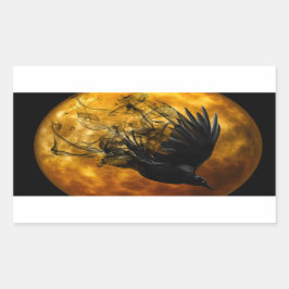 Halloween Scary Scene 13 Raven in vlucht Rechthoekige Sticker