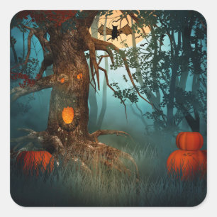 Halloween Scary Scene (3) - aanpassen Vierkante Sticker