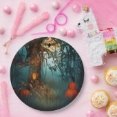 Halloween Scary Scene (3) Beide grootten Papieren Bordje (Feest)