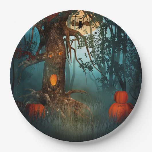 Halloween Scary Scene (3) Beide grootten Papieren Bordje (Voorkant)