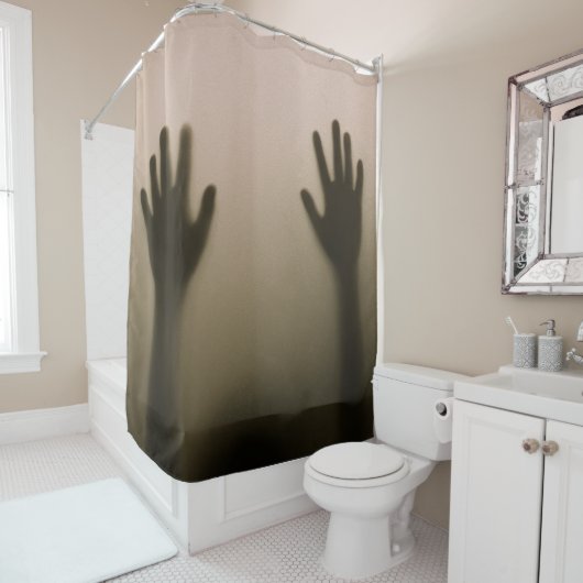 Halloween Scary Silhouette Two Hand Shower Curtain Douchegordijn (In situ)