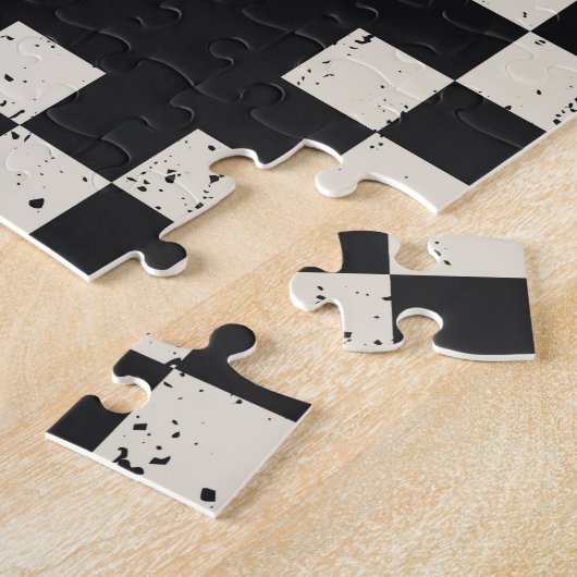 Halloween Scary Skeleton Black White gecheckt Legpuzzel (Zijkant)