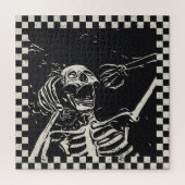 Halloween Scary Skeleton Black White gecheckt Legpuzzel (Verticaal)