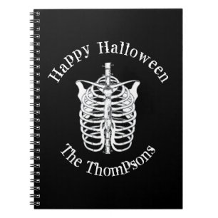 Halloween Scary Skeleton Black White X Ray Notitieboek