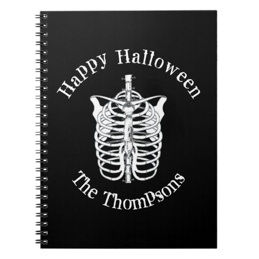 Halloween Scary Skeleton Black White X Ray Notitieboek (Voorkant)