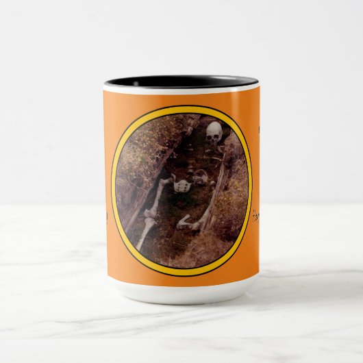 Halloween Scary Skeleton Botten Grave Photo Design Mok (Midden)