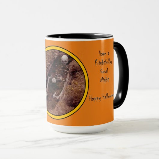 Halloween Scary Skeleton Botten Grave Photo Design Mok (Voorkant rechts)