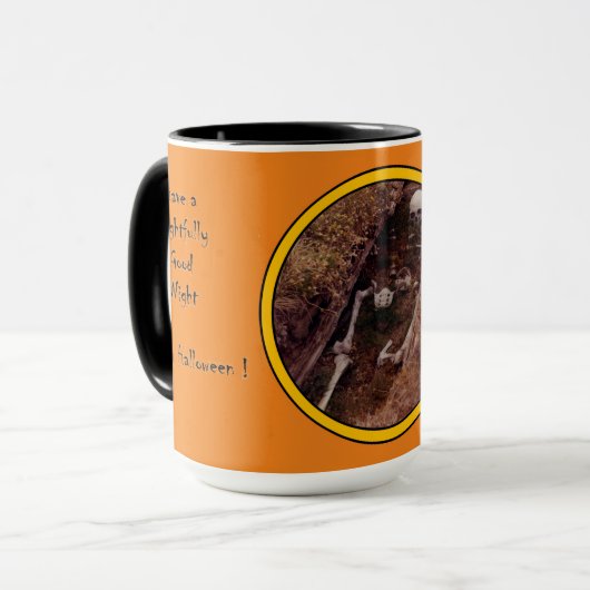 Halloween Scary Skeleton Botten Grave Photo Design Mok (Voorkant links)