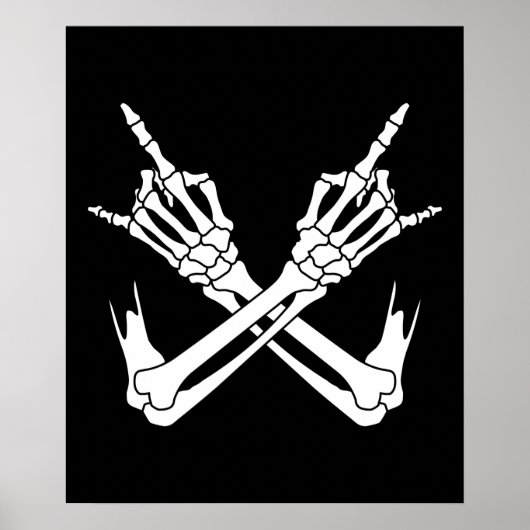 Halloween Scary Skeleton Rocker Hands Poster (Voorkant)