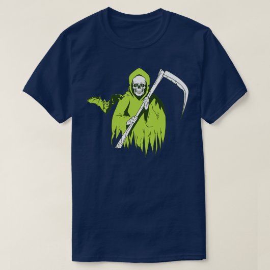Halloween Scary skull geest met bat 2 T-shirt (Design voorkant)