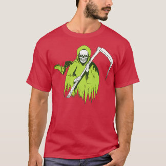 Halloween Scary skull geest met bat Classic TShir T-shirt