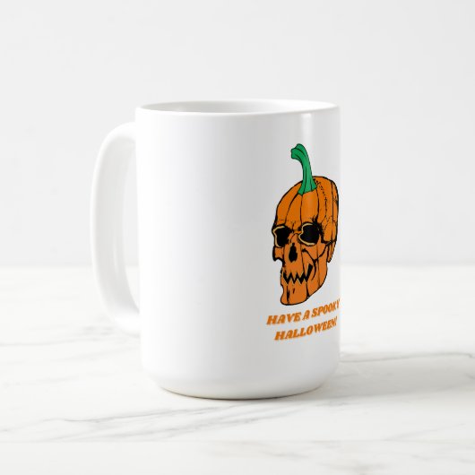 Halloween Scary Skull Pumpkin Koffiemok (Voorkant links)
