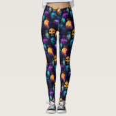 Halloween Scary Skull Sinaasappel Paarse Blauwe Gl Leggings (Voorkant)