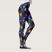Halloween Scary Skull Sinaasappel Paarse Blauwe Gl Leggings (Rechts)