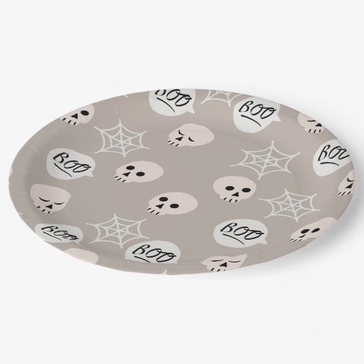 Halloween Scary Skull Spin Patroon Papieren Bordje (Gekanteld)