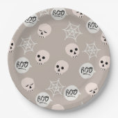 Halloween Scary Skull Spin Patroon Papieren Bordje (Voorkant)