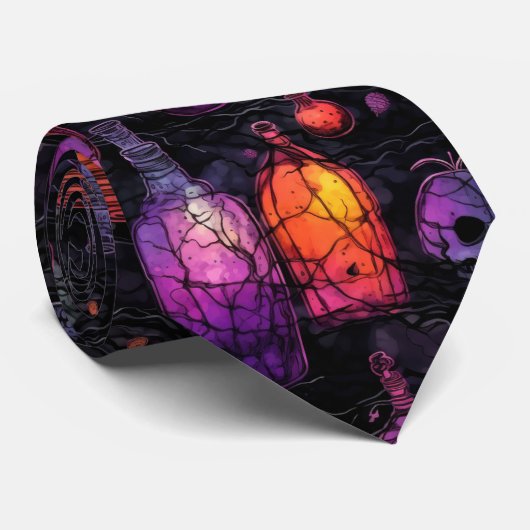 Halloween Scary Skulls Paarse Oranje Potion's Stropdas (Opgerold)