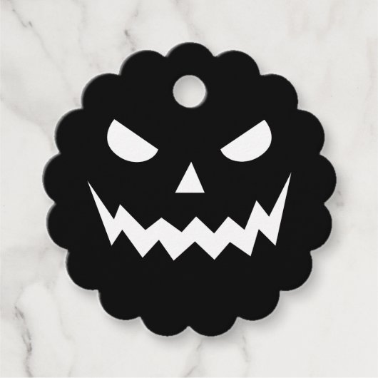 Halloween Scary Spooky Jack O Lantern Pumpkin Face Bedankjes Labels (Voorkant)