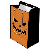 Halloween Scary Spooky Jack O Lantern Pumpkin Face Medium Cadeauzakje (Voorkant Gekanteld)
