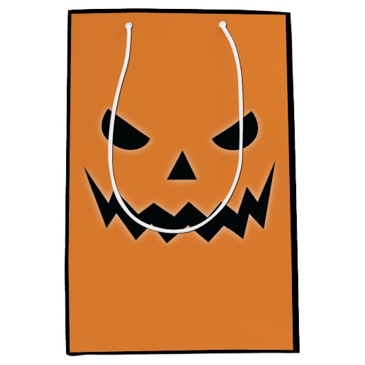 Halloween Scary Spooky Jack O Lantern Pumpkin Face Medium Cadeauzakje (Voorkant)