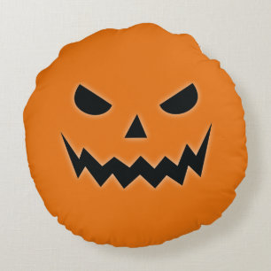 Halloween Scary Spooky Jack O Lantern Pumpkin Face Rond Kussen