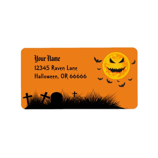 Halloween Scary Sun Graveyard Etiket (Voorkant)