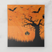 Halloween Scary Tree Personaliseer Namen Datum Plaatskaartje (Binnenkant ongevouwen)