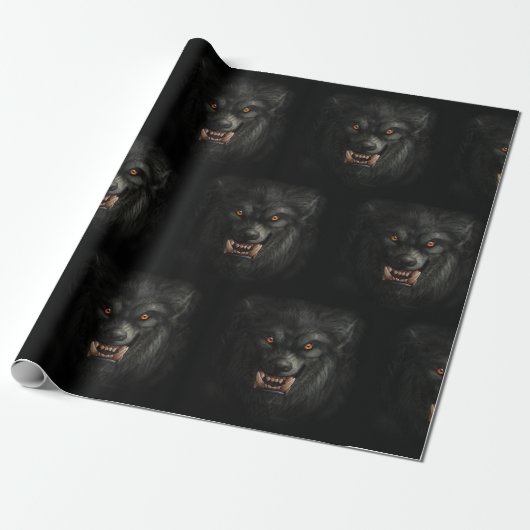 Halloween Scary Werewolf Cadeaupapier (Uitgerold)